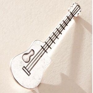 Free People Silver Guitar Brooch Pin NEW